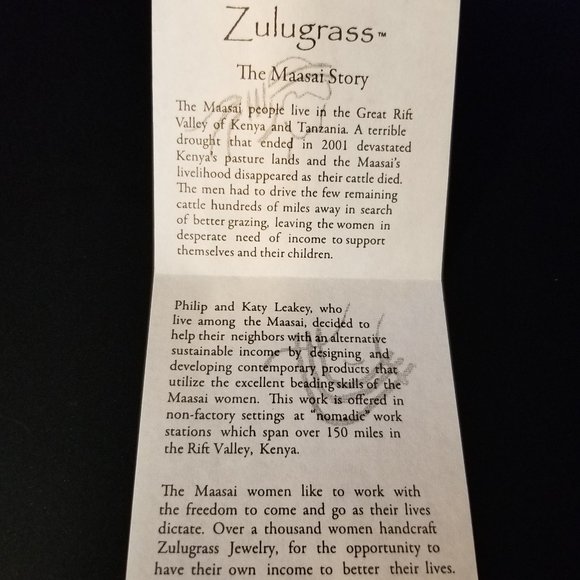 NWOT ZULUGRASS NECKLACE THE LEAKEY COLLECTION - Picture 9 of 9